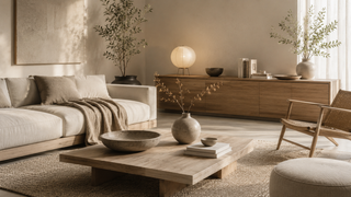 Zen interieur met lichte materialen, organische vormen en bewuste styling
