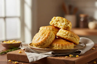 Romige maïs-biscuits met een knapperige rand
