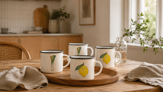 Sfeerbeeld bij Emaille servies in huis