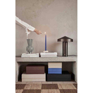 Toppu vaas zwart wit rond 28cm - Het Adres