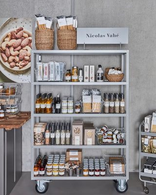 Trolley Regal auf Rollen grau mit fünf Ablagen