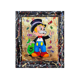 Pop Art Street Art Gemälde Geldsack – Handgemalte Leinwand 60x70 cm