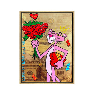 Pop-Art Street-Art Gemälde Rosa Panther – Handgemalte Leinwand 60x80 cm