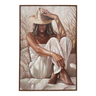 Canvas-Gemälde Morgane – Frau mit Hut 60x90 cm