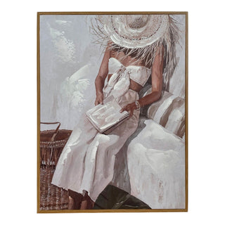 Trätavla Leonie – kvinna med hatt 30x40 cm