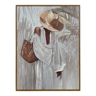 Trätavla Celeste – boho-kvinna med hatt 30x40cm