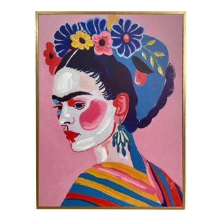 Trätavla Frida Kahlo One – färgstarkt porträtt 30x40 cm