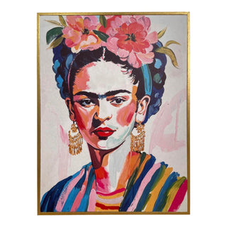 Trätavla Frida Kahlo Three – färgstarkt porträtt 30x40 cm