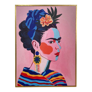 Trätavla Frida Kahlo Four – Färgstarkt porträtt 30x40 cm