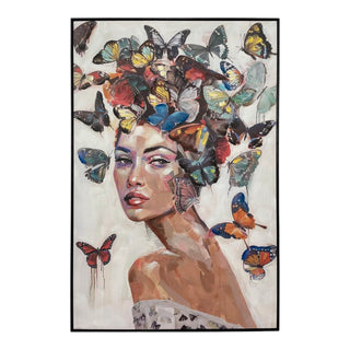 Canvasmålning Woman with Butterflies – Kvinna & Fjärilar 80x120 cm