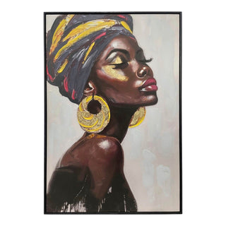 Canvastavla Beautiful Woman with Earrings – Kvinna med örhängen 60x90 cm