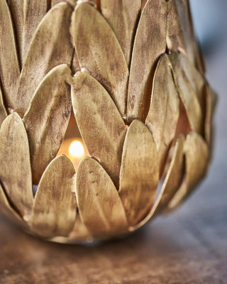 Luka theelichthouder goudkleurig 12cm