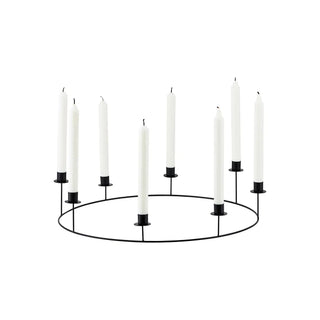 Kandelaar Ring zwart voor acht kaarsen