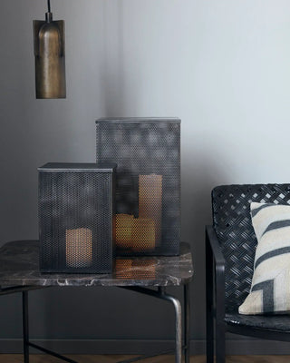 Laterne Verse schwarzes Metall – Set von 2