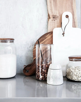 Azucarero rústico gris azul con tapa