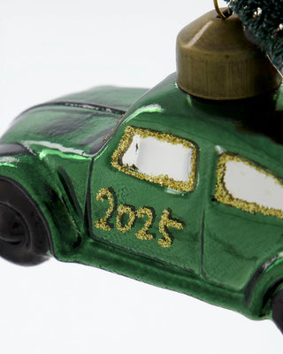 Kerstbal auto groen goud
