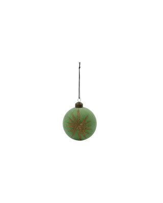 Kerstballen Flos mintgroen velours glas - 4 stuks