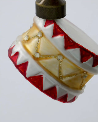 Kerstballen Tambur rood goud glas - 4 stuks