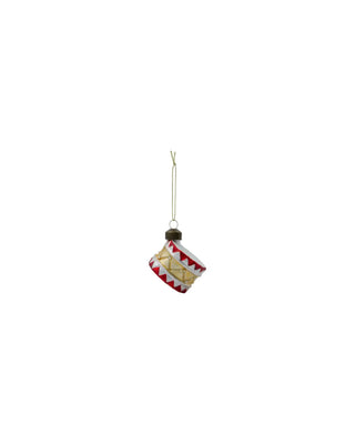 Kerstballen Tambur rood goud glas - 4 stuks