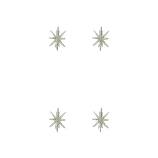 Kerstster Spike zilver glitter glas klein - 4 stuks