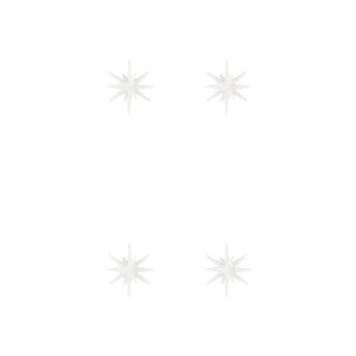 Kerstster Spike wit glitter glas klein - 4 stuks