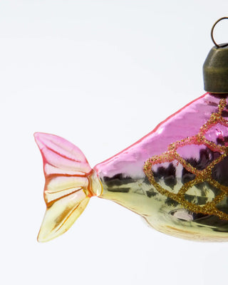 Kerstballen visvormig goud roze glas - 4 stuks