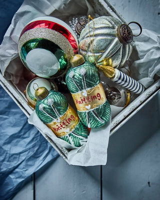 Kerstballen Wrench groen glas - 2 stuks