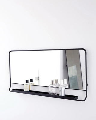 Espejo chic con estante metal negro 80x40cm