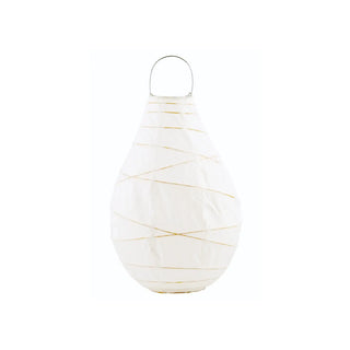 Witte lantaarn Drop van papier en bamboe 35cm