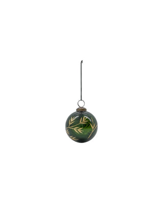 Kerstballen Leaf groen goud glas - 4 stuks