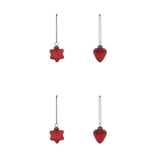 Bolas de Navidad Heart and Star vidrio rojo - 4 unidades