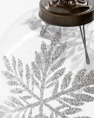 Kerstballen Snowi helder zilver glas - 4 stuks