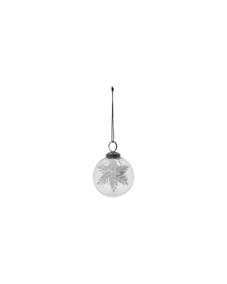 Kerstballen Snowi helder zilver glas - 4 stuks
