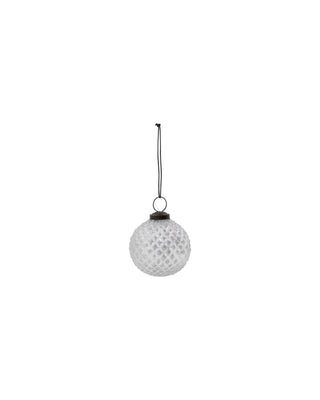 Kerstballen Snowi helder zilver glas - 4 stuks