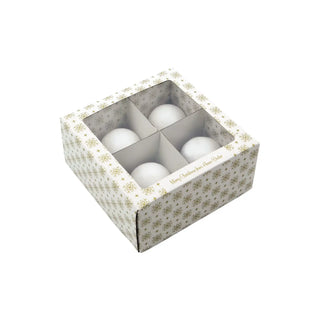 Kerstballen Snowi helder zilver glas - 4 stuks