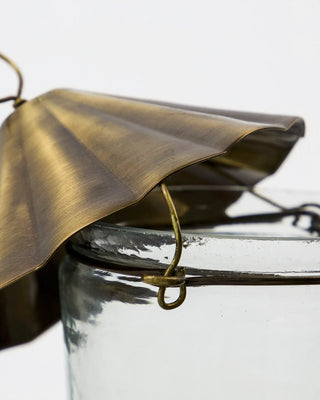 Hängendes Windlicht klar Messing 15cm