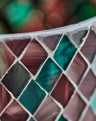 Theelichthouder Teela groenbruin glas 13cm