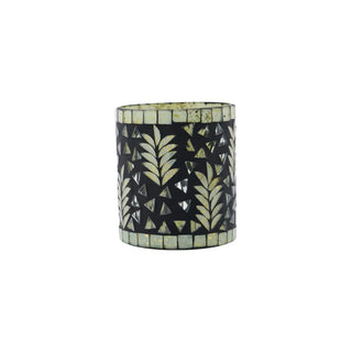 Theelichthouder Palm zwart glasmozaïek 10cm