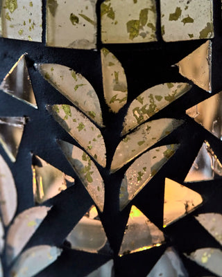 Theelichthouder Palm zwart glasmozaïek 10cm