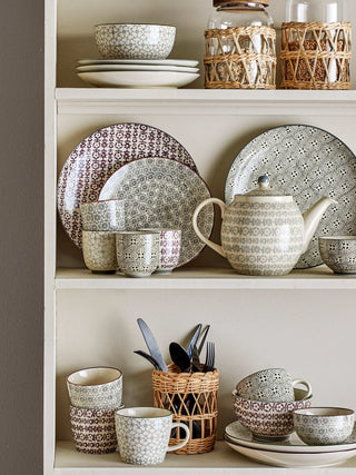 Schaal aardewerk groen Karine 10cm - set van 2