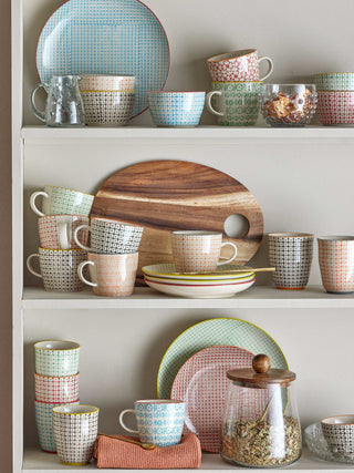 Becher Keramik rot Carla - Set von 6