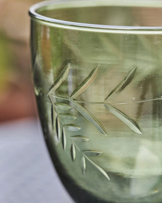 Copa de vino vintage verde con tallo corto 24cl