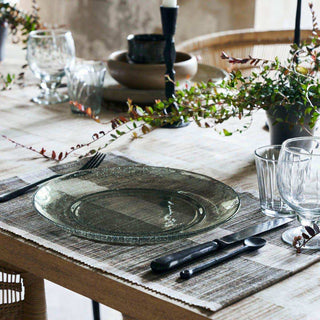 Bord Rain groen glas 27cm - 2 stuks - Het Adres