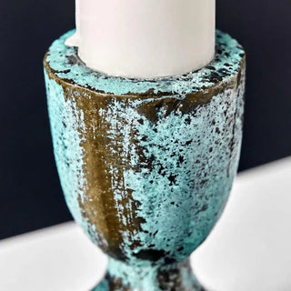 Kandelaar Pli antiek groen 6cm - Het Adres