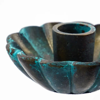 Kandelaar Pli antiek groen 4cm - Het Adres