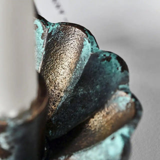 Kandelaar Pli antiek groen 4cm - Het Adres