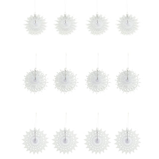 Papieren waaiers Fold Wit 15cm - 12 stuks