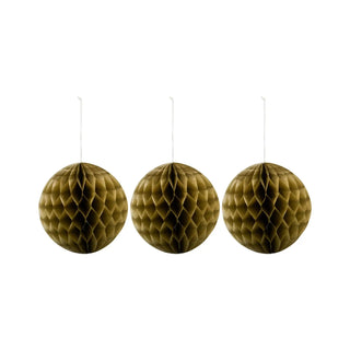 Adornos navideños Orb oro papel 12cm - 3 unidades