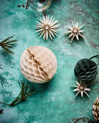 Weihnachtsornamente Orb Elfenbein Papier 12cm - 3 Stück