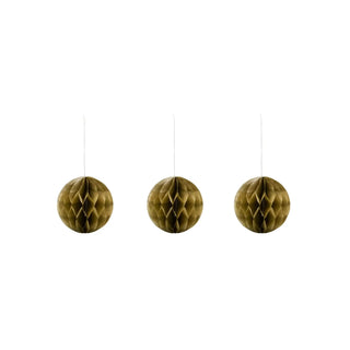 Boules de Noël Orb or papier 8cm - 3 pièces